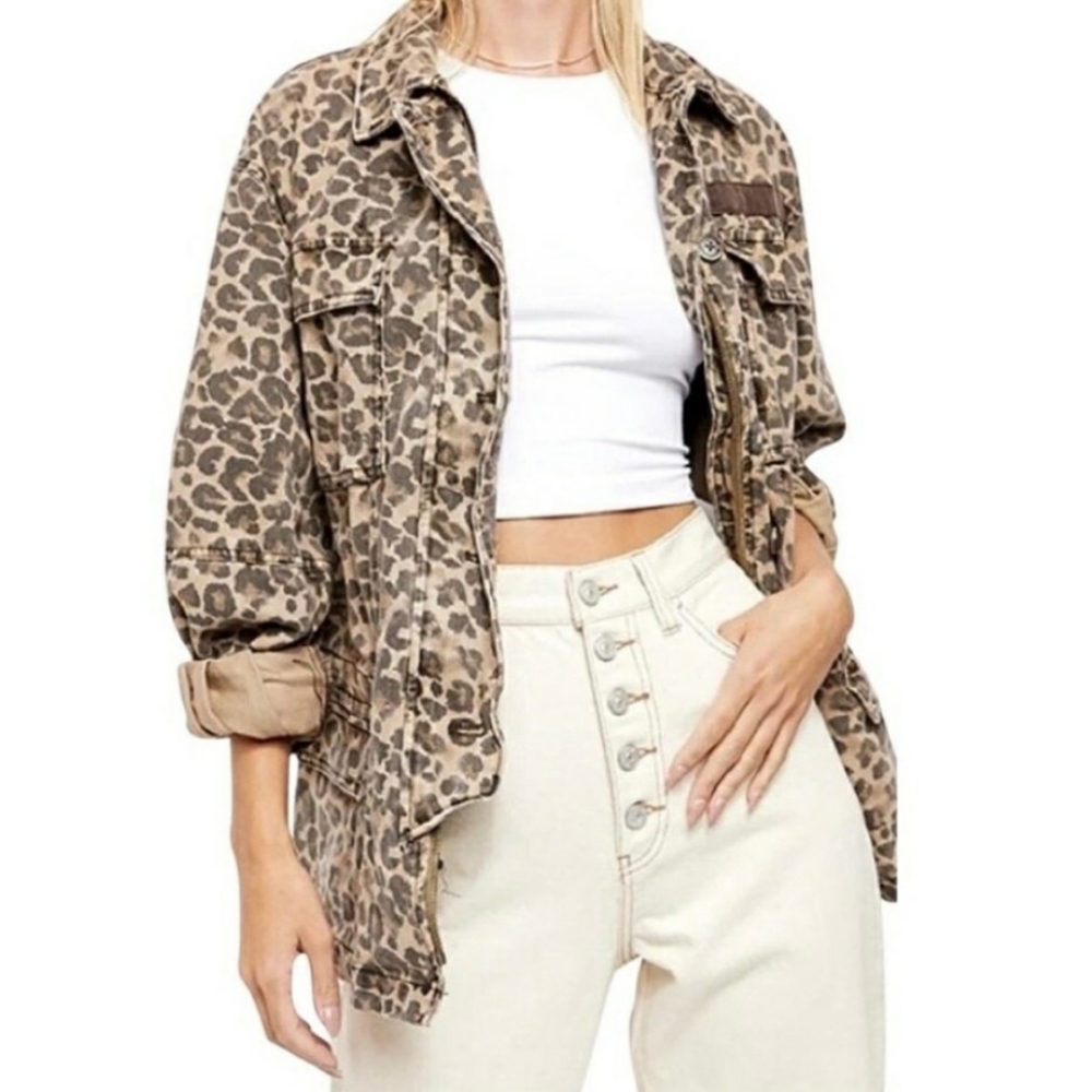 New Free People Seize The Day Leopard Jacket